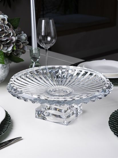 Блюдо из стекла на ножке 33х12,5 см. Oceania