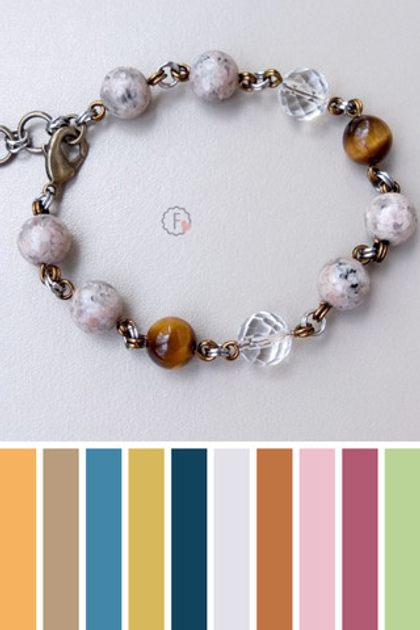 браслет с яшмой, тигровым глазом и кварцем