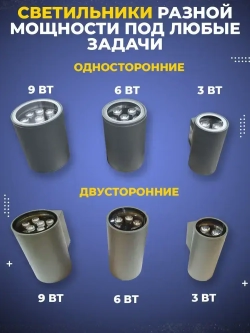 Светильник уличный фасадный двусторонний 2*3W 3000K IP65 фонарь архитектурный на стену для подсветки здания и наружных стен дома, интегрированные светодиоды OSRAM