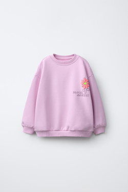 ZARA ТОЛСТОВКА С РЕЛЬЕФНЫМ ПРИНТОМ, СВЕТЛАЯ МАЛЬВА