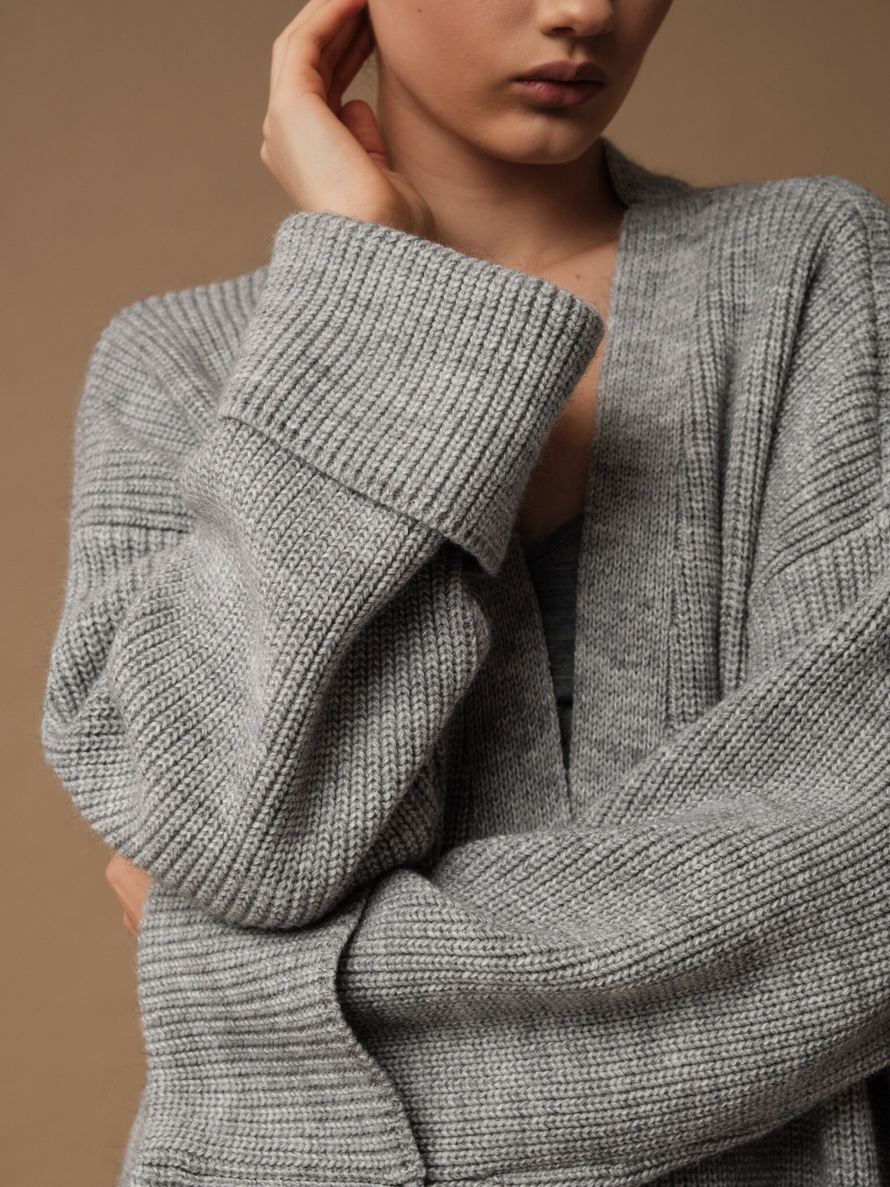 C0153-07 Кардиган женский светло-серый dbr