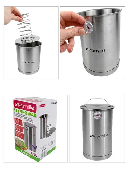 Ветчинница из нержавеющей стали с термометром 1,5 л. Kamille КМ-6506