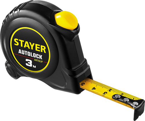 STAYER АutoLock 3м / 16мм рулетка с автостопом