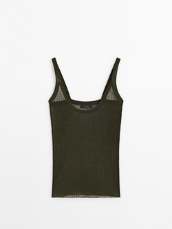 Massimo Dutti Топ облегающего кроя - Studio, зеленоватый