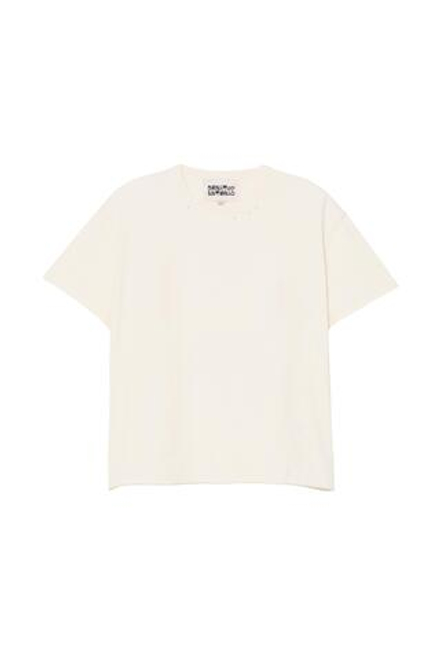 ZARA X BENITO ANTONIO ФУТБОЛКА С КРУГЛЫМ ВЫРЕЗОМ И КОРОТКИМИ РУКАВАМИ, ЦВЕТ СЛИВОЧНОГО МАСЛА