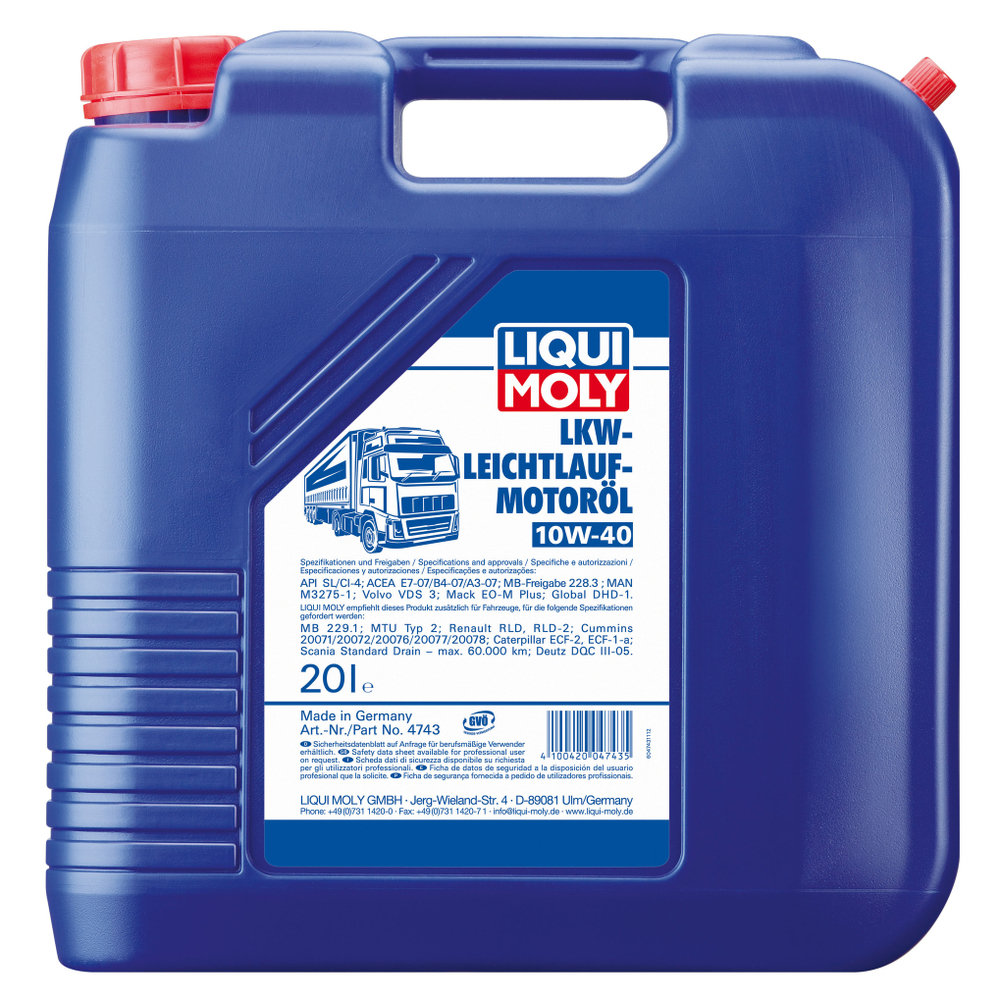 Масло Liqui Moly LKW-Leichtlauf Motoroil 10W40 Basic (20л) НС-синтетика