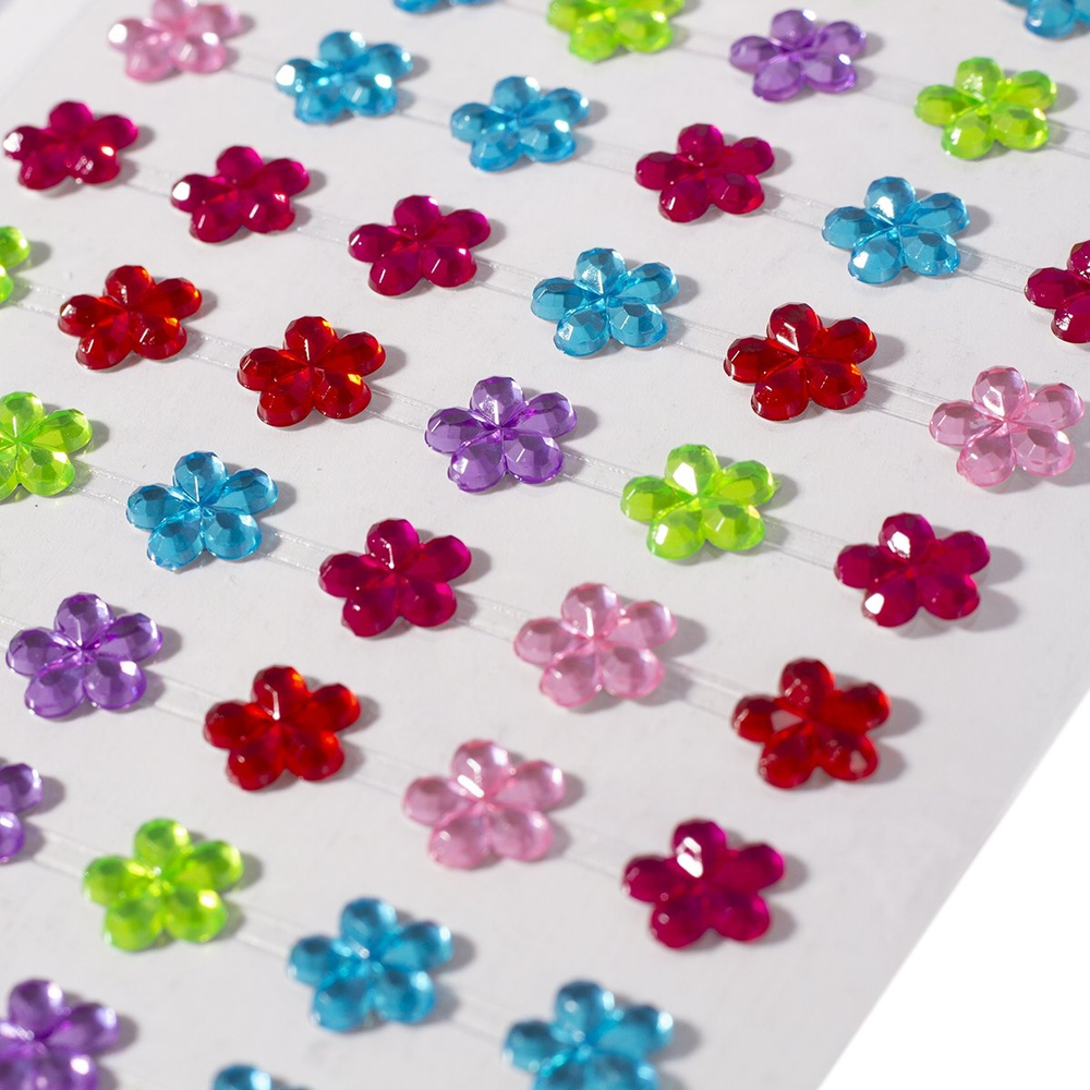 Наклейки-стразы Alingar, акриловые, пакет с европодвесом, "Цветы"