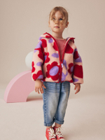 Куртка флисовая с капюшоном для девочки Next 378-119, Красный, Сиреневый, Бежевый