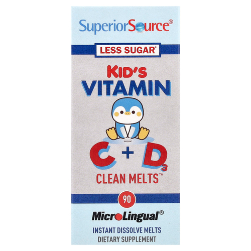Superior Source, Baby Vitamin C и D3 Clean Melts™, 90 быстрорастворимых таблеток