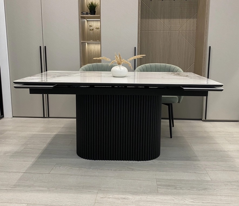 Стол АРИЯ 160 PANDORA LIGHT, керамика / Черный каркас М-City