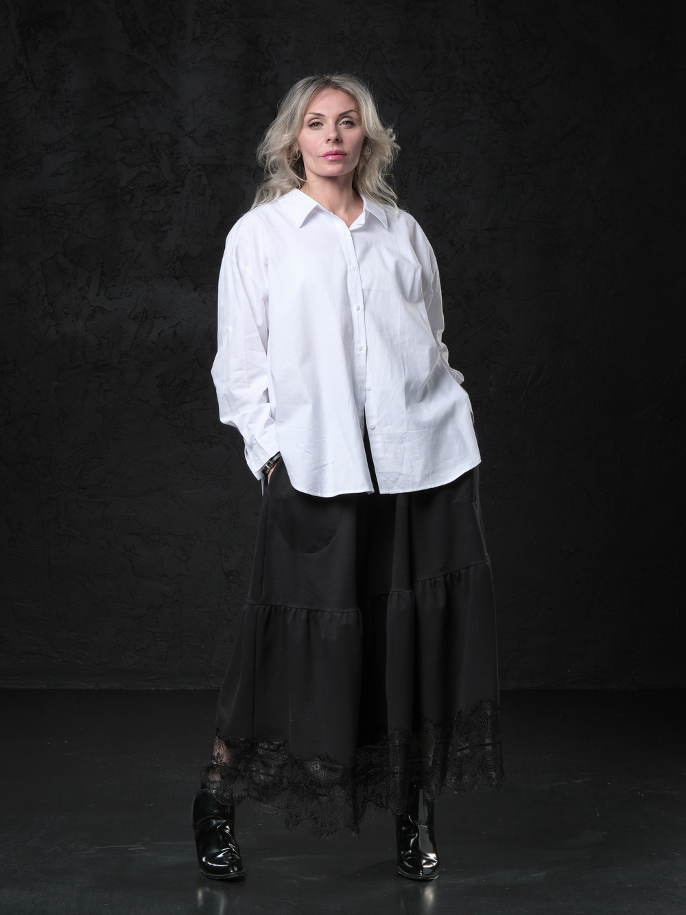 Эдвардианская юбка  с кружевом /черная