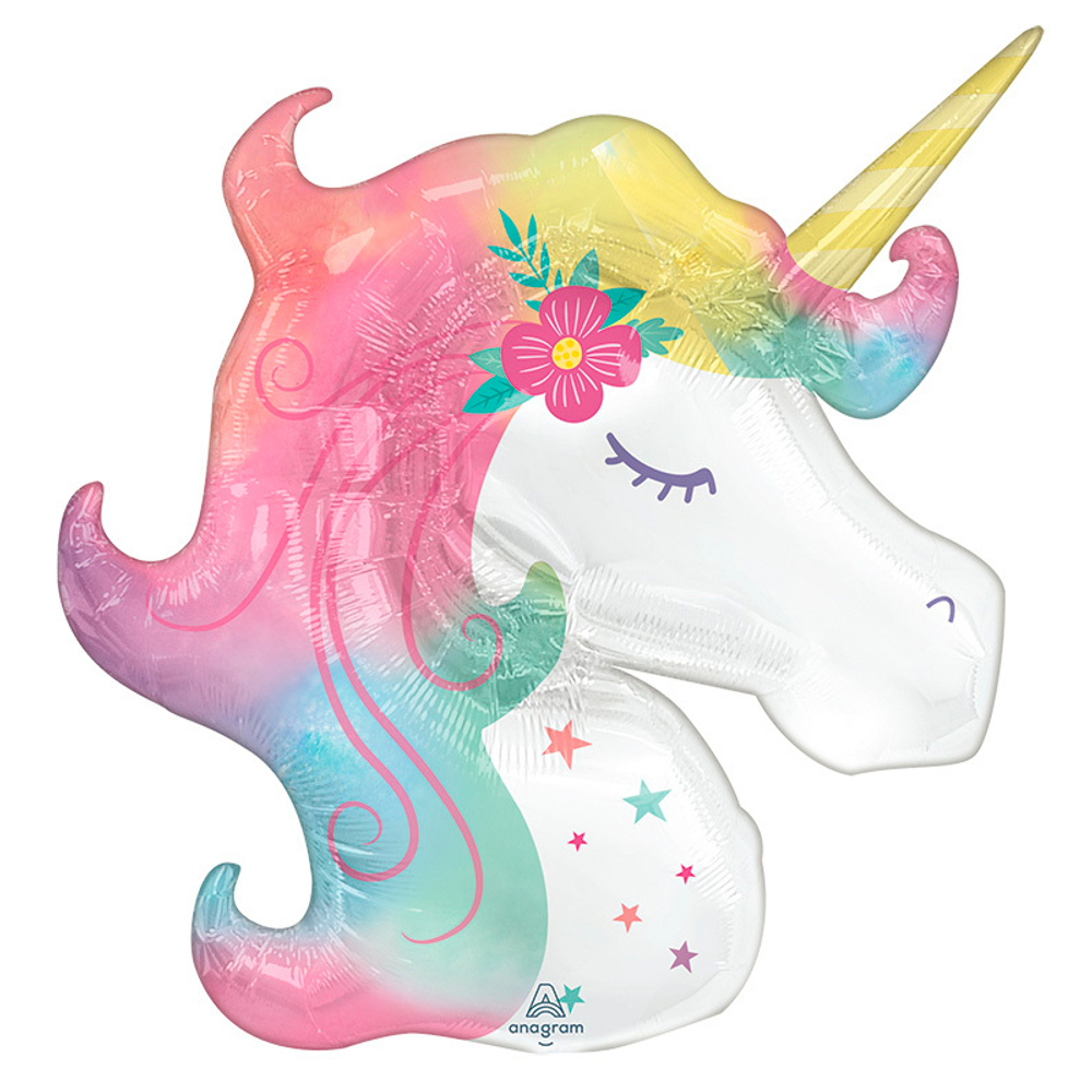 А 33 Фигура Радужный Единорог Голова / ENCHANTED UNICORN P35 / 1 шт /, Фольгированный шар г3
