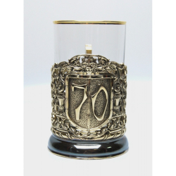 Подстаканник литье Юбилей 70 лет в подарочном футляре