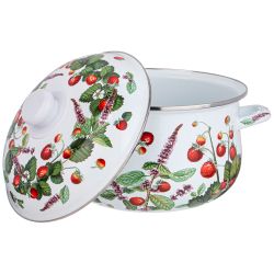 КАСТРЮЛЯ AGNESS ЭМАЛИРОВАННАЯ С ЭМАЛ.КРЫШКОЙ СЕРИЯ "ФРУКТОВАЯ КОРЗИНА", 5.0 Л, 24*14 СМ