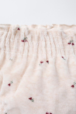 ZARA ТРУСЫ ИЗ ВЕЛЮРА С ЦВЕТОЧНЫМ ПРИНТОМ, СВЕТЛО-БЕЖЕВЫЙ