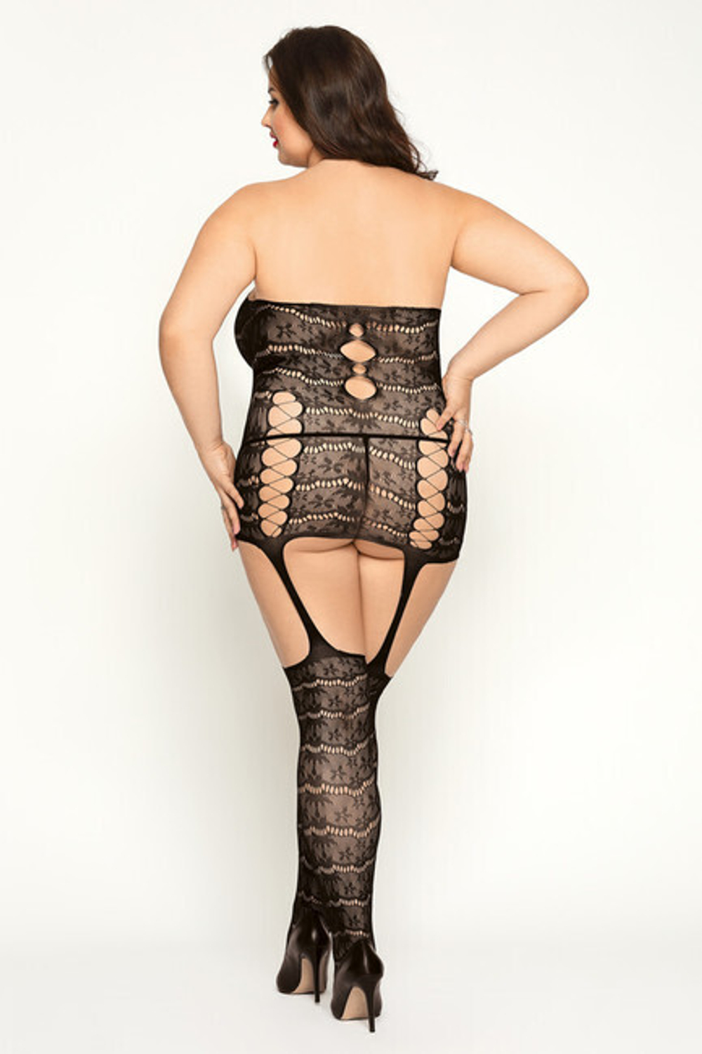 Костюм-сетка и стринги Candy Girl Kandy, 2XL (Цвет: черный)
