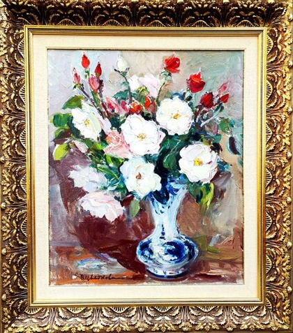 Картина Цветковой В.П. "Белые розы из Воронцовского дворца" холст/масло 50х60