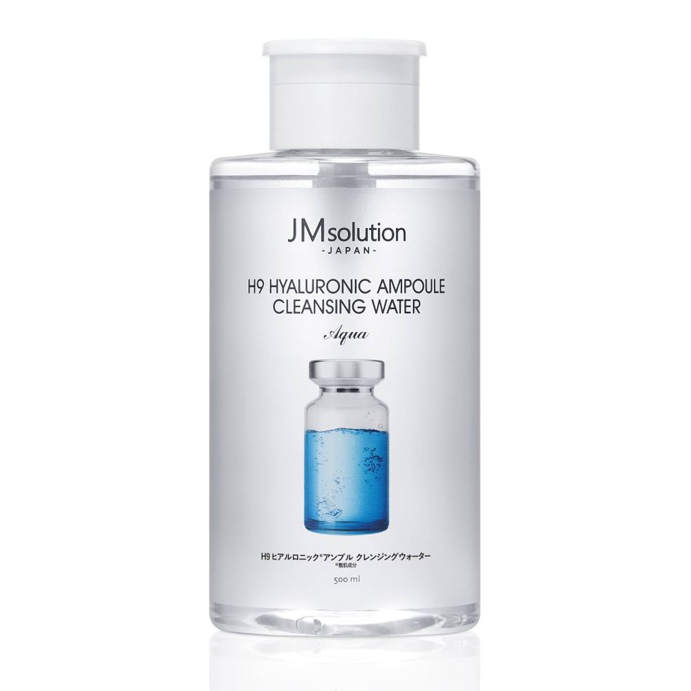 JM SOLUTION H9 HYALURONIC AMPOULE CLEANSING WATER AQUA Гиалуроновая очищающая вода 500мл
