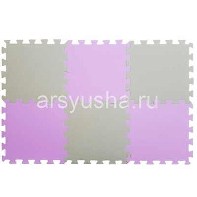 Коврик-пазл Экополимеры (6 плит 33x33x0,9см, ~0,65кв.м./уп) Розово-бежевый