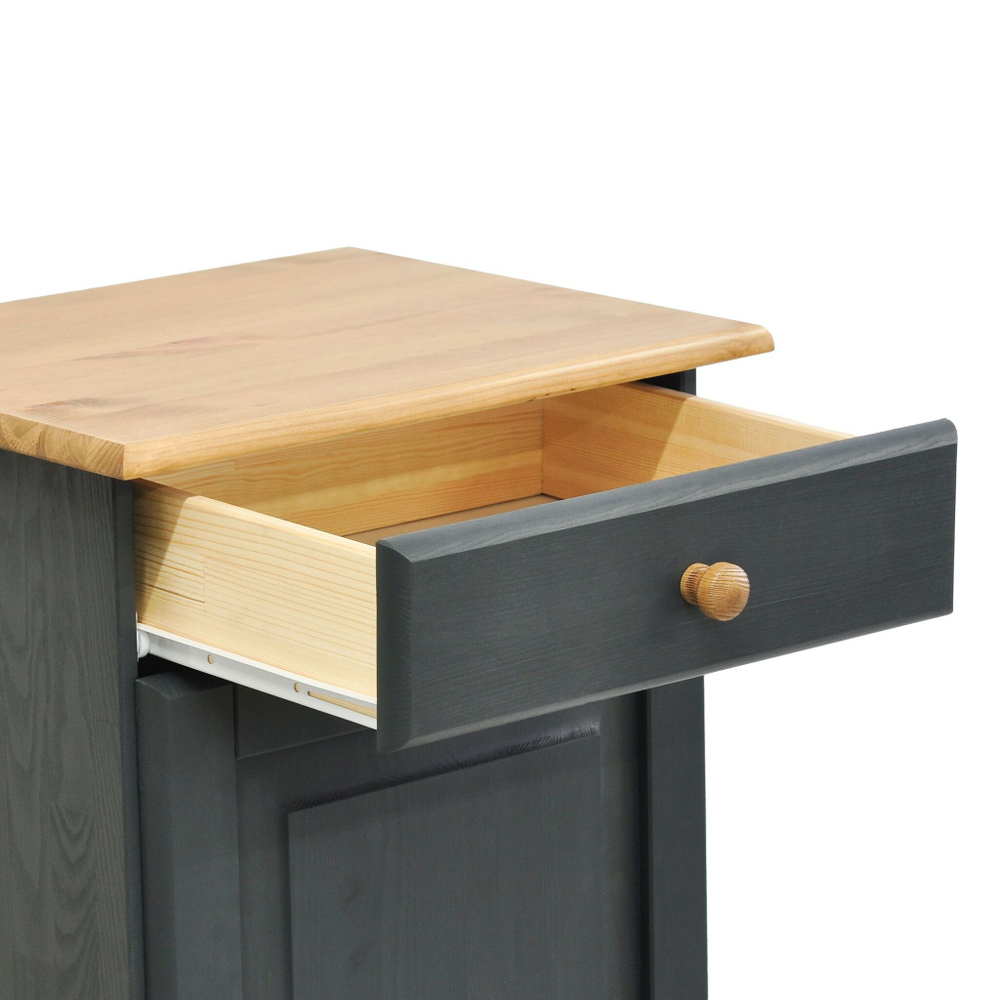 Тумба Лена однодверная из сосны, серый/антик