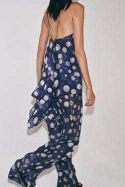 ZARA БРЮКИ В ГОРОШЕК — ZW COLLECTION, СИНИЙ