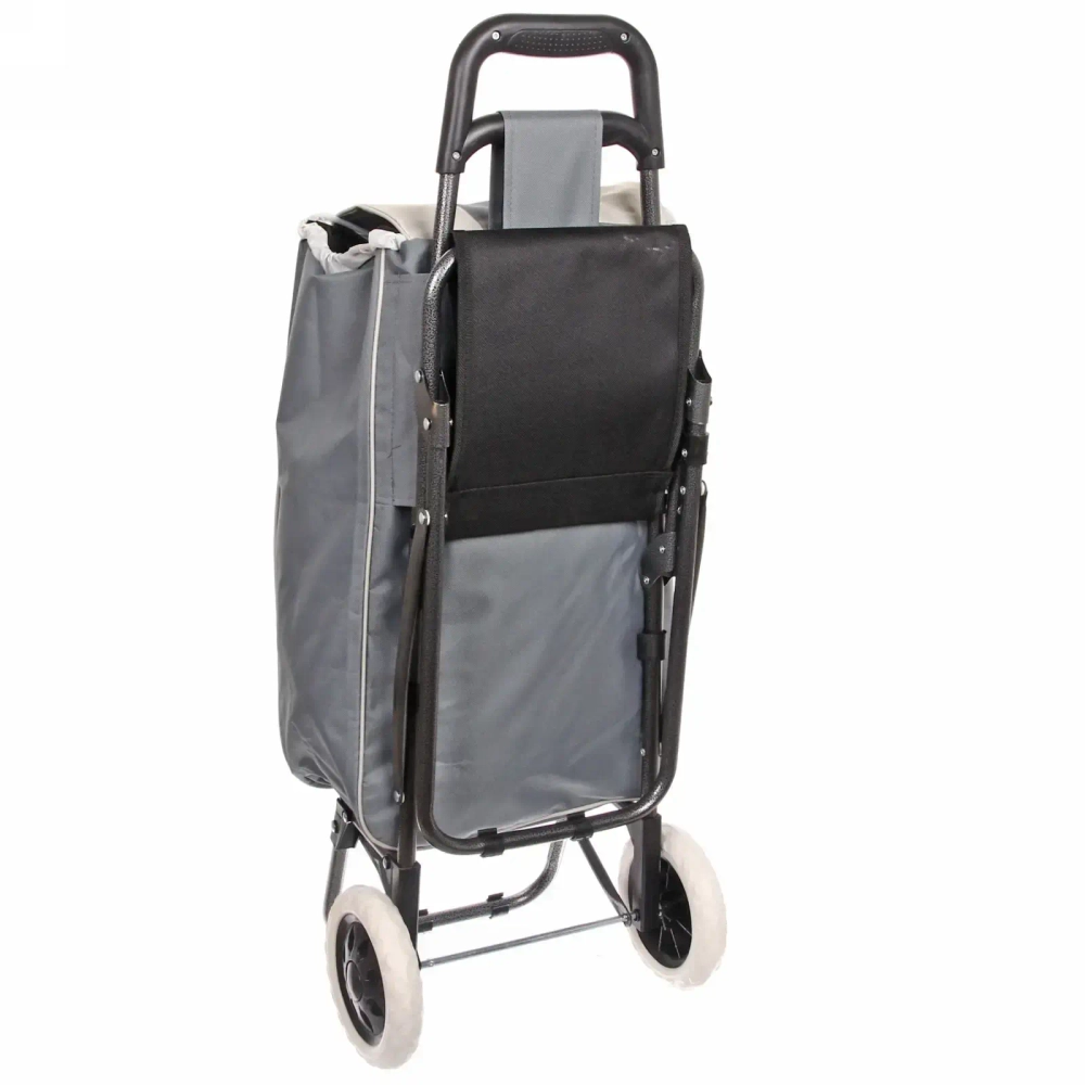 Тележка хозяйственная с сумкой и откидным стулом (88*34*53см, колеса 16см) цветная 008A