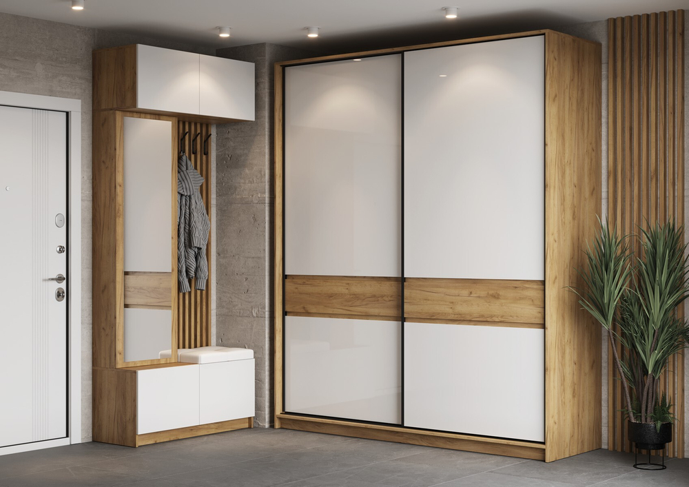 БОСТОН ШК-005 Шкаф-купе МДФ (Комплект) Дуб Крафт золотой / Белый