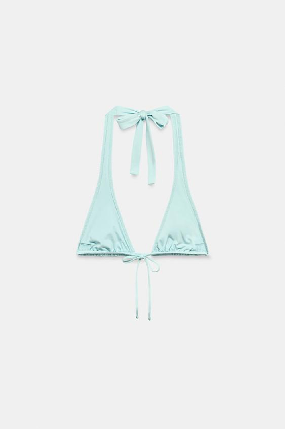 ZARA ТОП БИКИНИ СО СБОРКАМИ И ЗАКЛЕПКАМИ, СВЕТЛО-БИРЮЗОВЫЙ