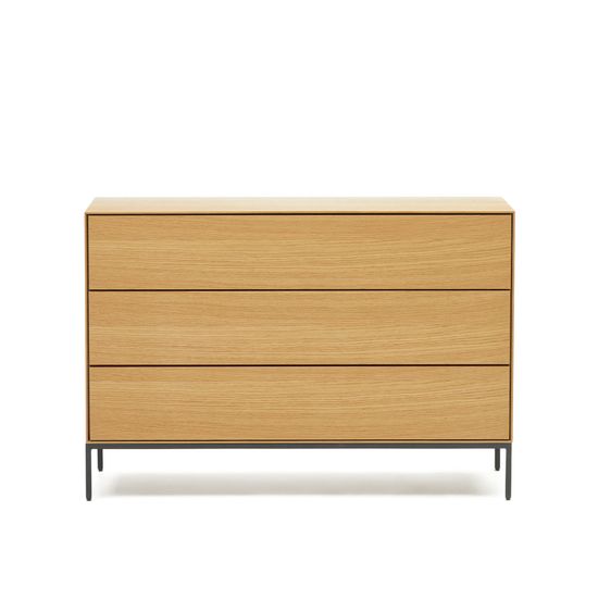 Vedrana Комод с 3 ящиками из дубового шпона со стальными ножками 110 x 75 см