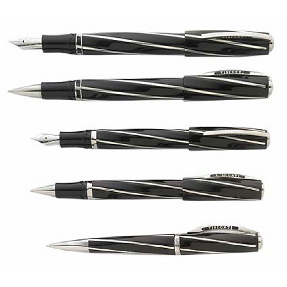 Visconti Divina Black черная смола ребра серебро 925пр (Vs-265-02)