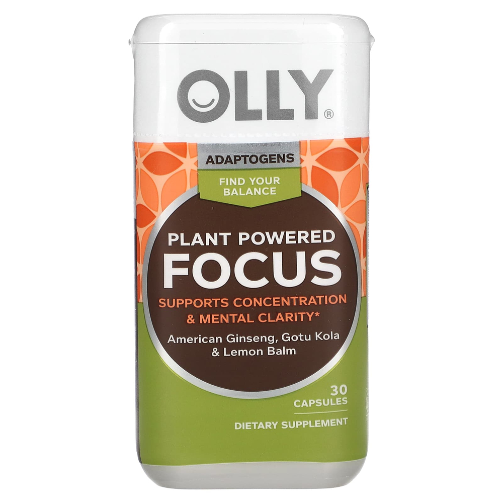 OLLY, Plant Powered Focus, растительный фокус, 30 капсул