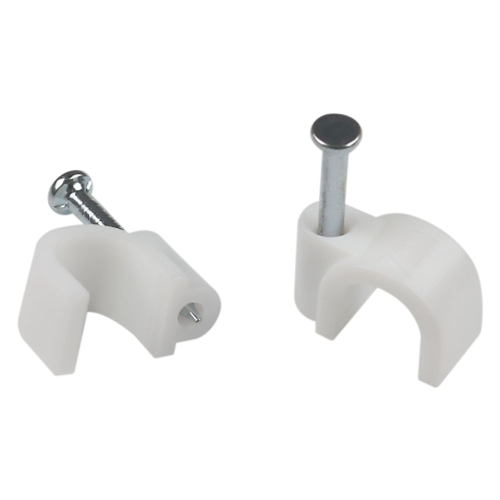 Скоба пластиковая ЭРА NO-224-566 крепежная круглая 4 мм белая (50 шт/уп) | Скобы пластиковые