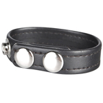 Кольцо на пенис из искусственной кожи на клепках SNAP COCK RING (Цвет: черный)