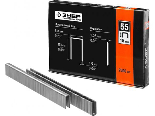 Скоба ЗУБР 15мм д/мебел.степлера тип18GA