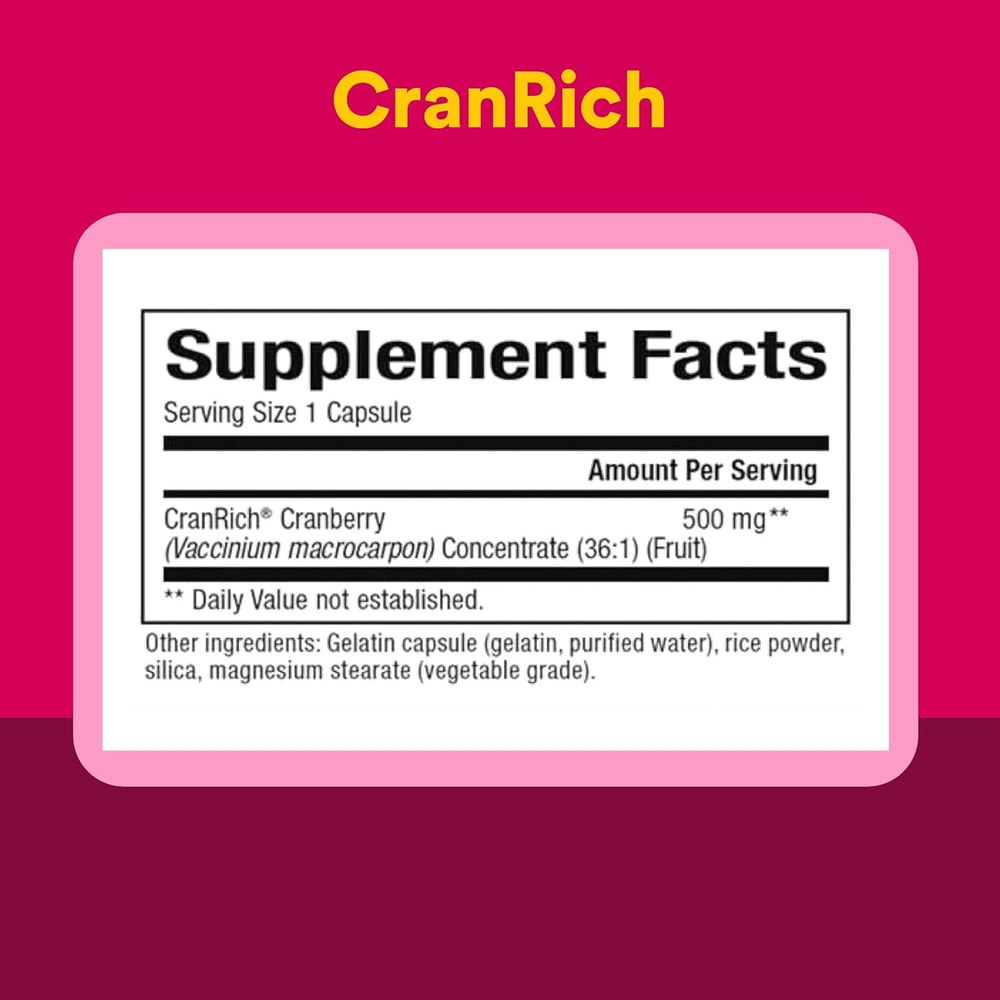 Natural Factors, CranRich®, концентрат клюквы, суперсила, 500 мг, 90 капсул