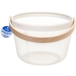 Корзина для хранения металлическая с деревянной ручкой «ФАРГО», цвет белый, 26*18см (лейбл Селфи)