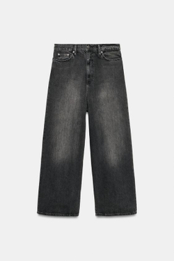 ZARA ДЖИНСЫ ZW COLLECTION СВОБОДНОГО КРОЯ BAGGY LEG С НИЗКОЙ ПОСАДКОЙ, ЧЕРНЫЙ