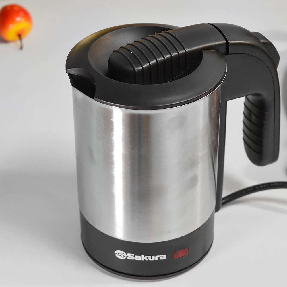 Чайник электрический дорожный 0,5л Sakura SA-2189, нерж с 2 стаканами
