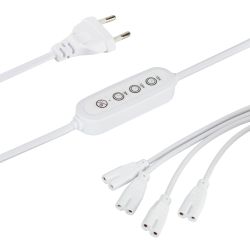 Разветвитель сетевой для линейных светильников ЭРА 4х IEC C7 2pin+timer на 4 точки с таймером 9 12 15H 2м | Аксессуары для фито светильников