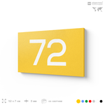 Табличка с номером 72 на дверь квартиры, для офиса, кабинета, аудитории, склада, желтая 120х70 мм, Айдентика Технолоджи