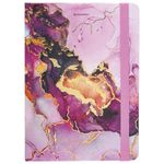 Блокнот с резинкой в клетку 96 л., А5 (145х203 мм), твердая обложка с фольгой, BRAUBERG, "Мрамор", 113731