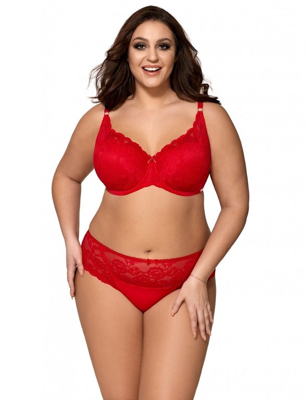 Бюстгальтер-балконет на косточках с шитыми кружевными чашками (Размер: 80F) (Цвет: красный)