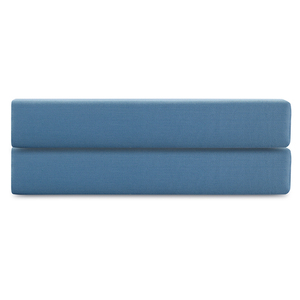 Простыня на резинке из премиального сатина джинсово-синего цвета из коллекции essential,  180х200х30