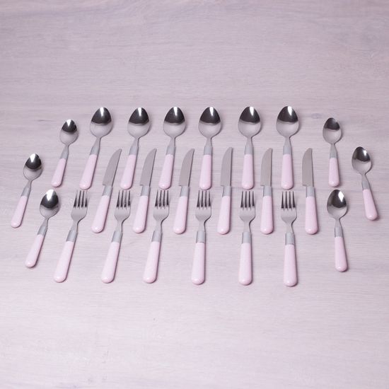 Набор столовых приборов 24 пр. Kamille KM-5241 с пластиковыми ручками на подставке