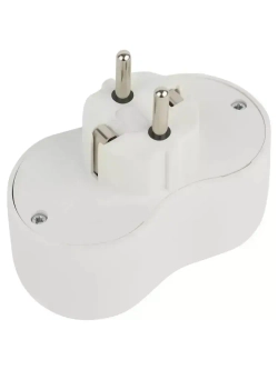 Тройник розетка электрический SPx-2e-W ЭРА / Разветвитель электрический с заземлением, 2 розетки, 16А, белый