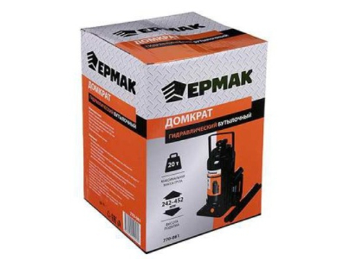 Домкрат гидравлический бутылочный 20т ЕРМАК высота подъема 244-449мм