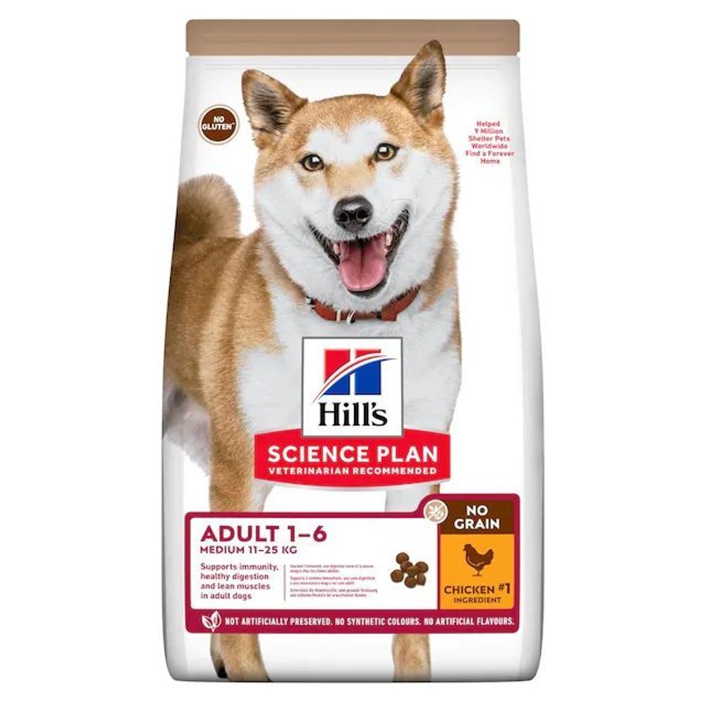 Сухой корм Hill&#39;s Science Plan No Grain беззлаковый для взрослых собак средних пород с курицей 12 кг