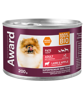 Award Взрослые собаки паштет из ягненка с яблоком 200гр.