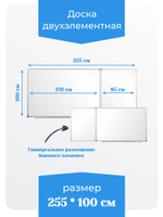 Двухэлементная(П) магнитная полимерная школьная доска 2550х1000 (маркерная)