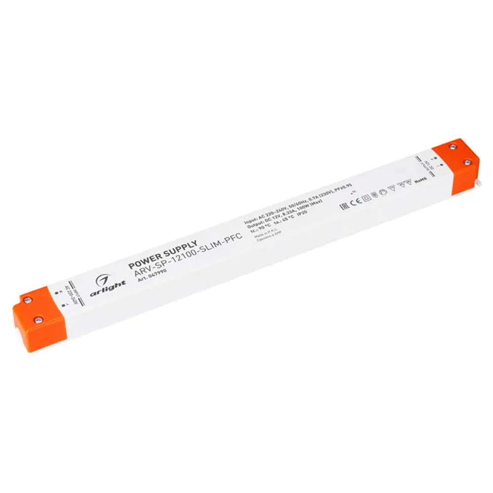 Блок питания ARV-SP-12100-SLIM-PFC (12V, 8.33A, 100W) (Arlight, IP20 Пластик, 5 лет) 047990